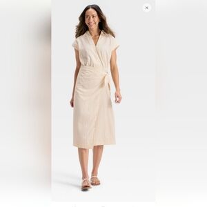 Universal Thread Cream Striped Button-Up Shirt